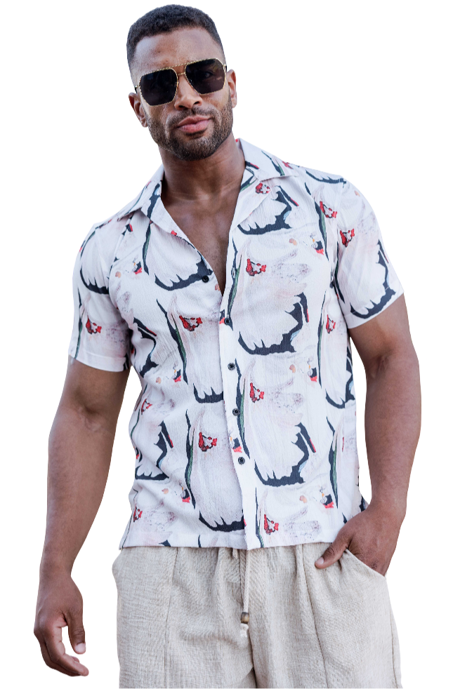 Men's Abstract Brushstroke Print Shirt