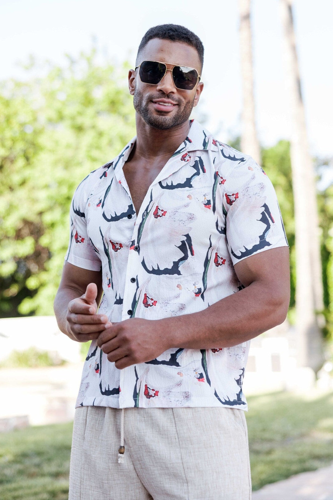 Men's Abstract Brushstroke Print Shirt