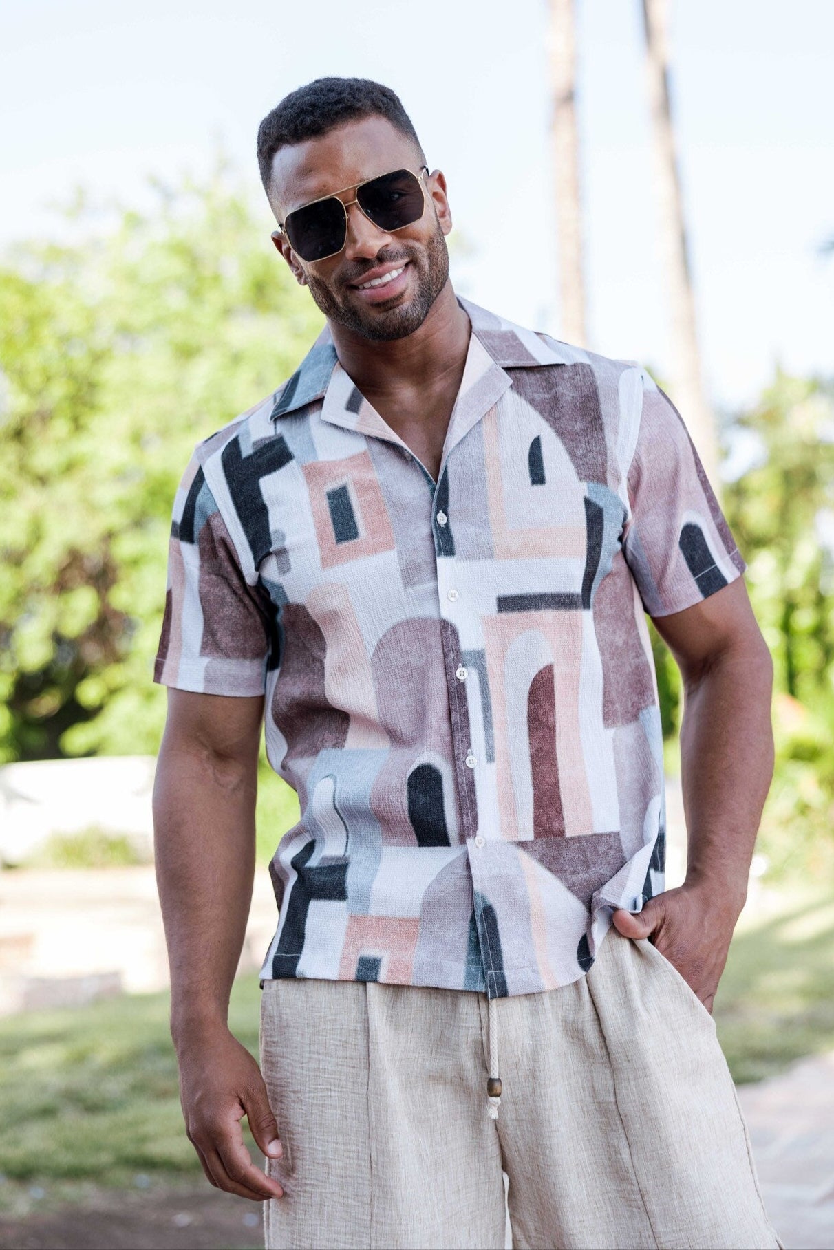 Men's Earth Tone Mosaic Shirt