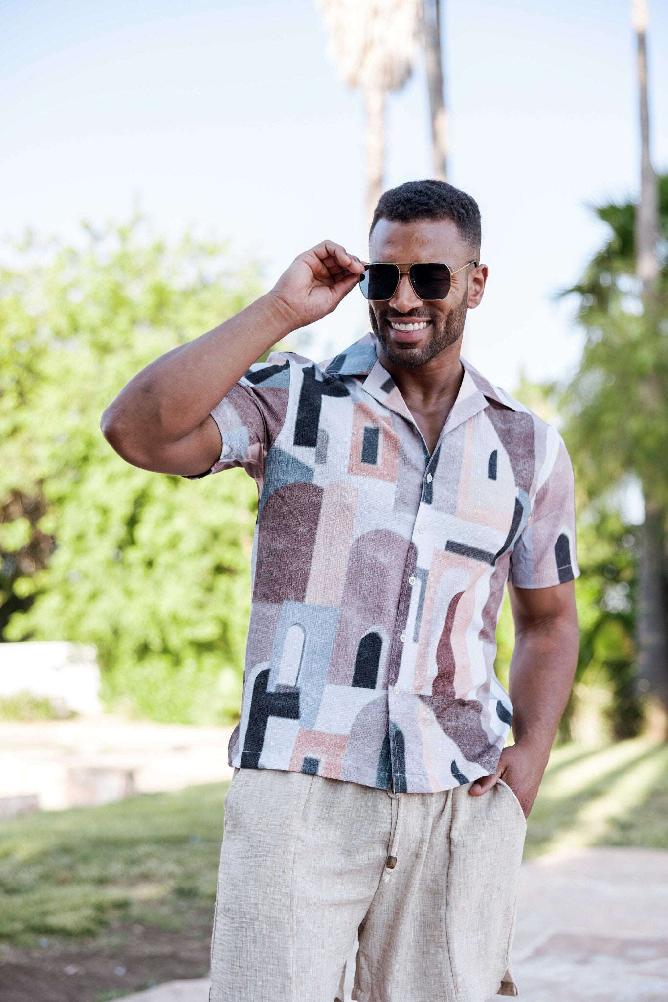 Men's Earth Tone Mosaic Shirt