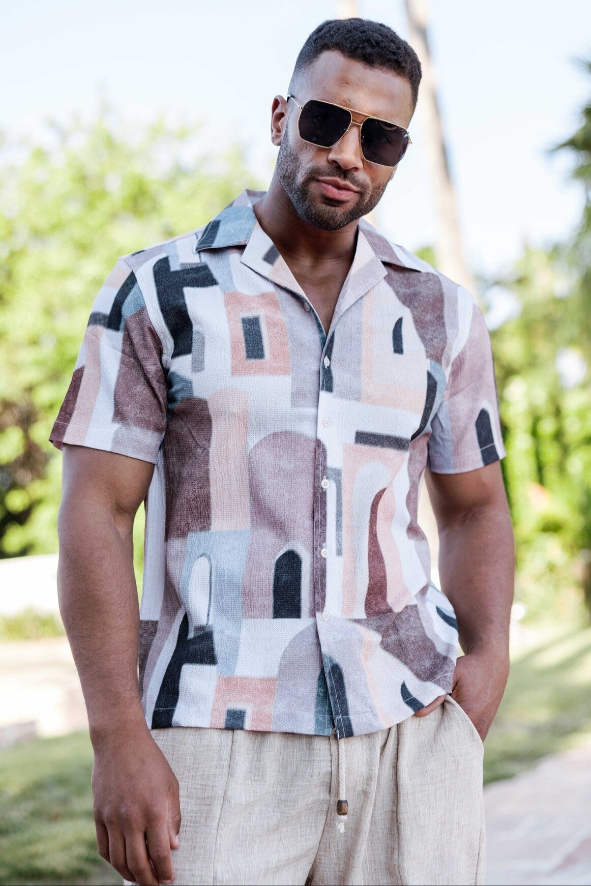 Men's Earth Tone Mosaic Shirt