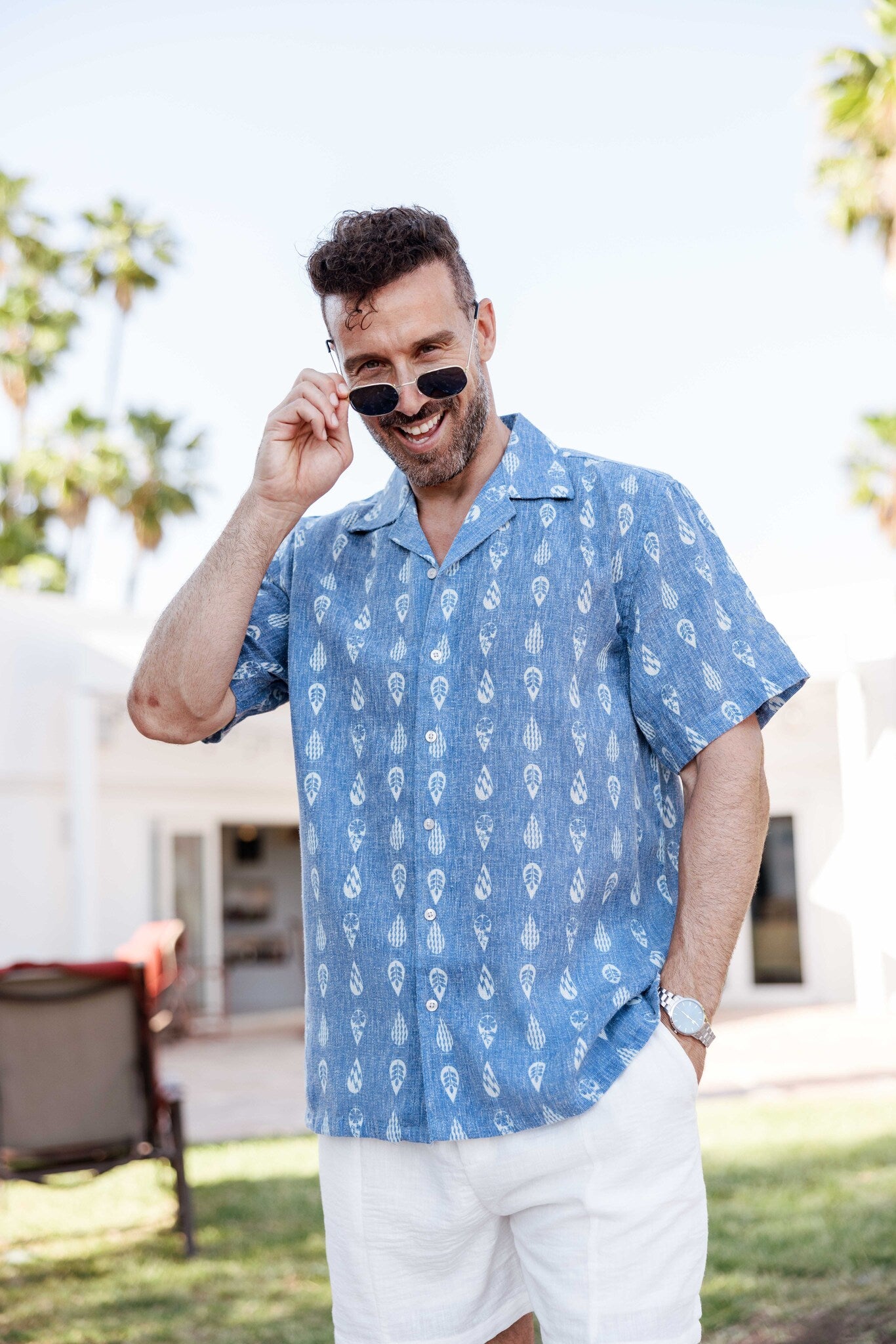 Men's Subtle Paisley Linen-Look Print Shirt
