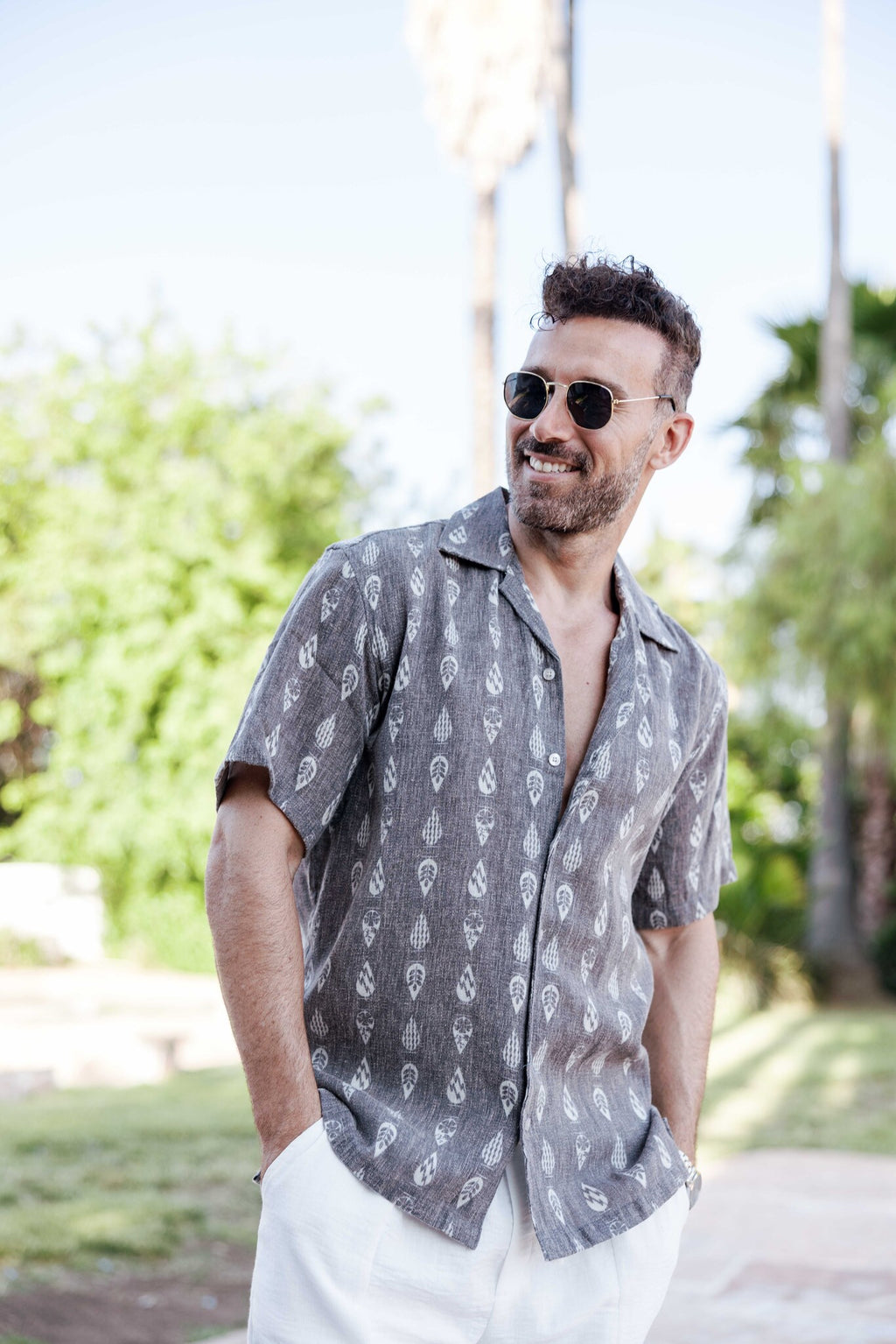 Men's Subtle Paisley Linen-Look Print Shirt
