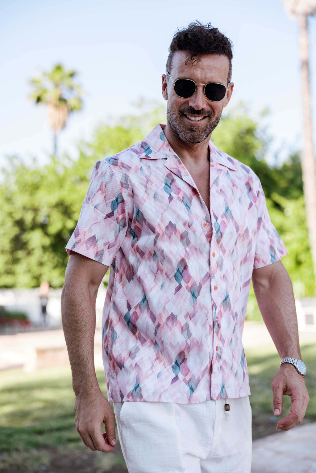 Men's Multicolor Mosaic Print Shirt
