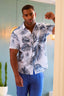 Mens Linen Blend Tropical Print Short Sleeve Shirt