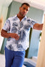 Mens Linen Blend Tropical Print Short Sleeve Shirt