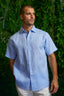 Mens Yarn Dyed Linen Blend Short Sleeve Shirt