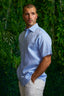 Mens Yarn Dyed Linen Blend Short Sleeve Shirt