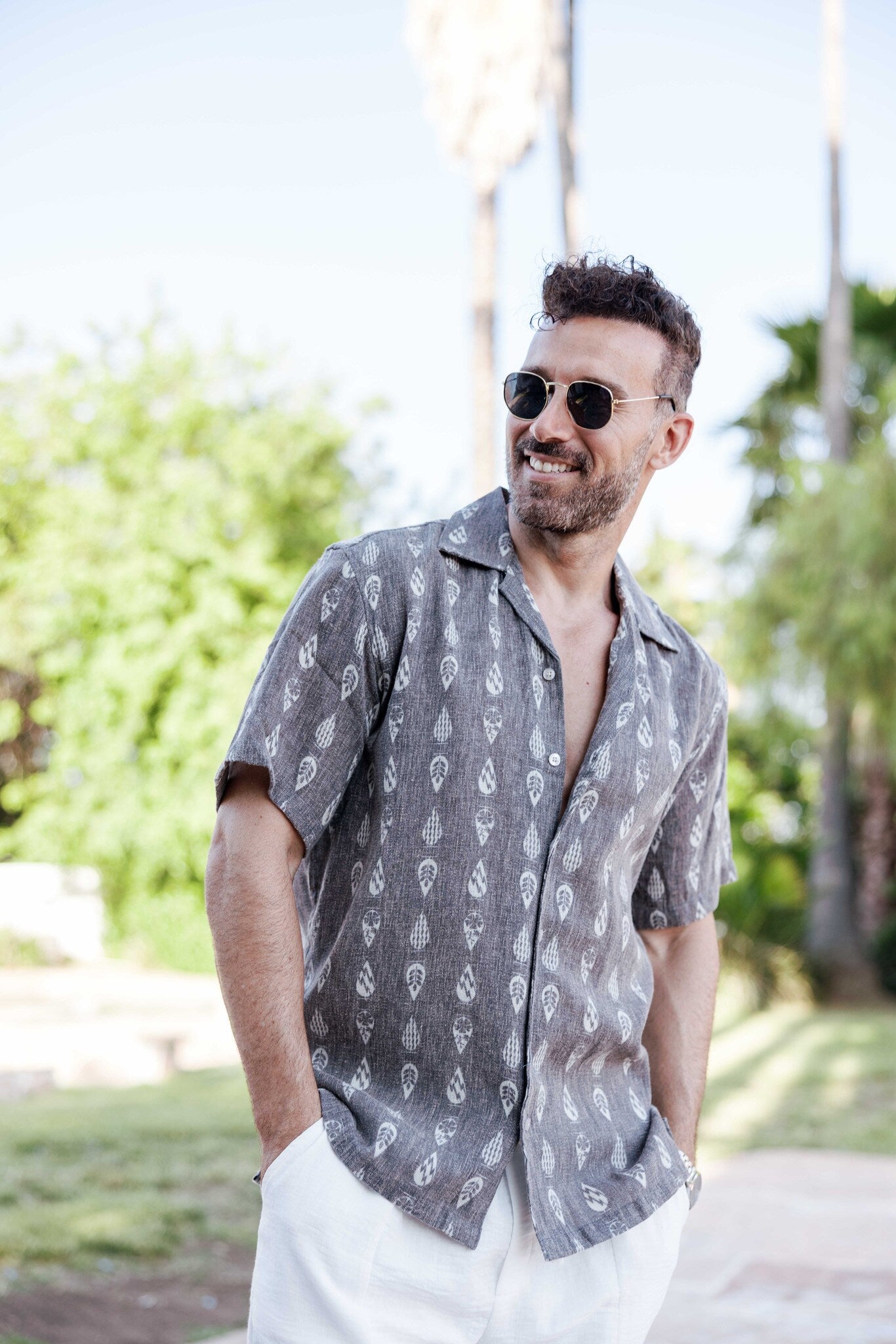 Men's Subtle Paisley Linen-Look Print Shirt