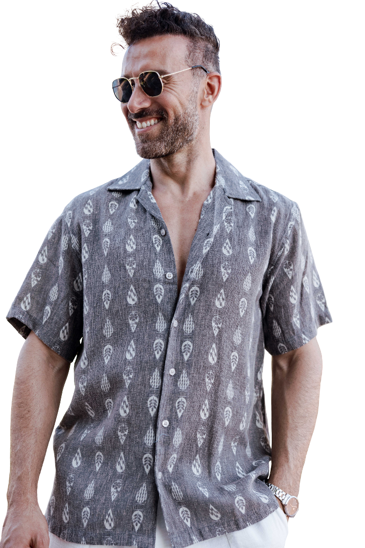 Men's Subtle Paisley Linen-Look Print Shirt