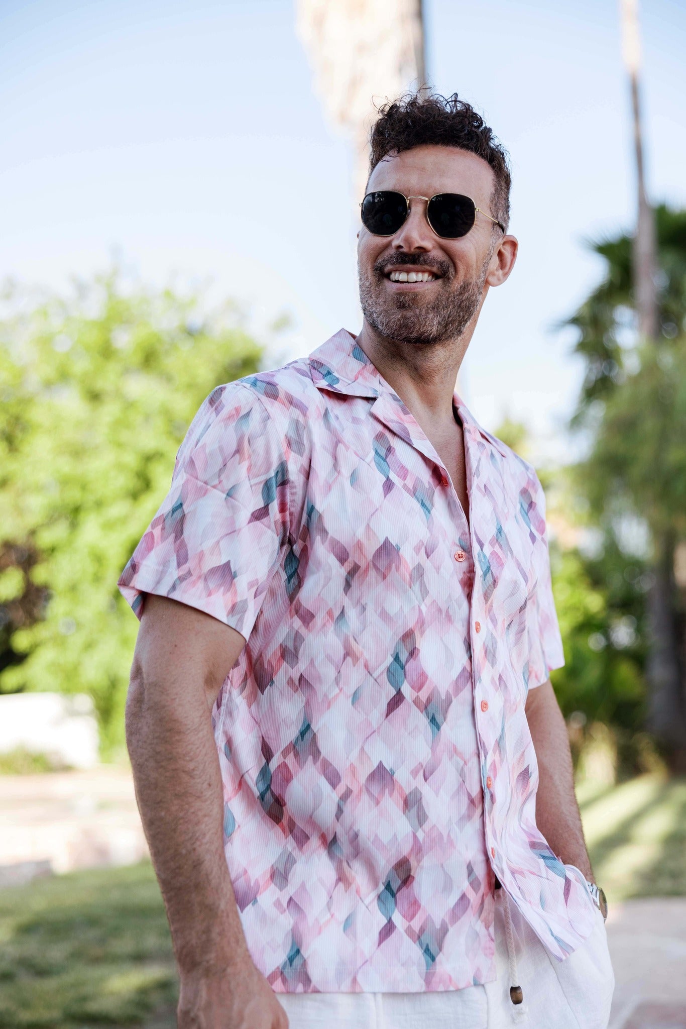 Men's Multicolor Mosaic Print Shirt