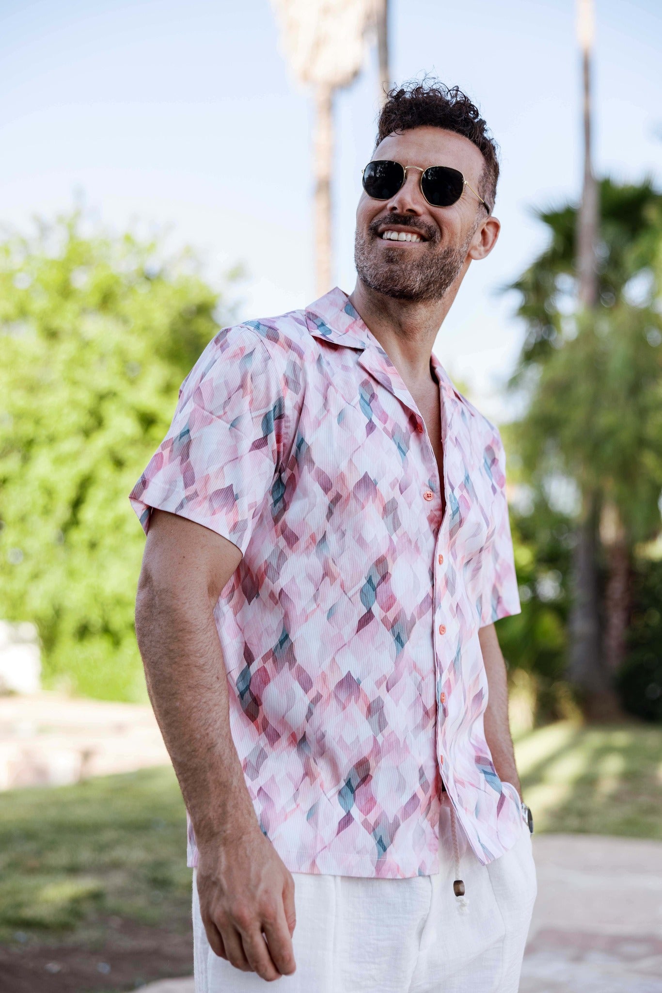 Men's Multicolor Mosaic Print Shirt