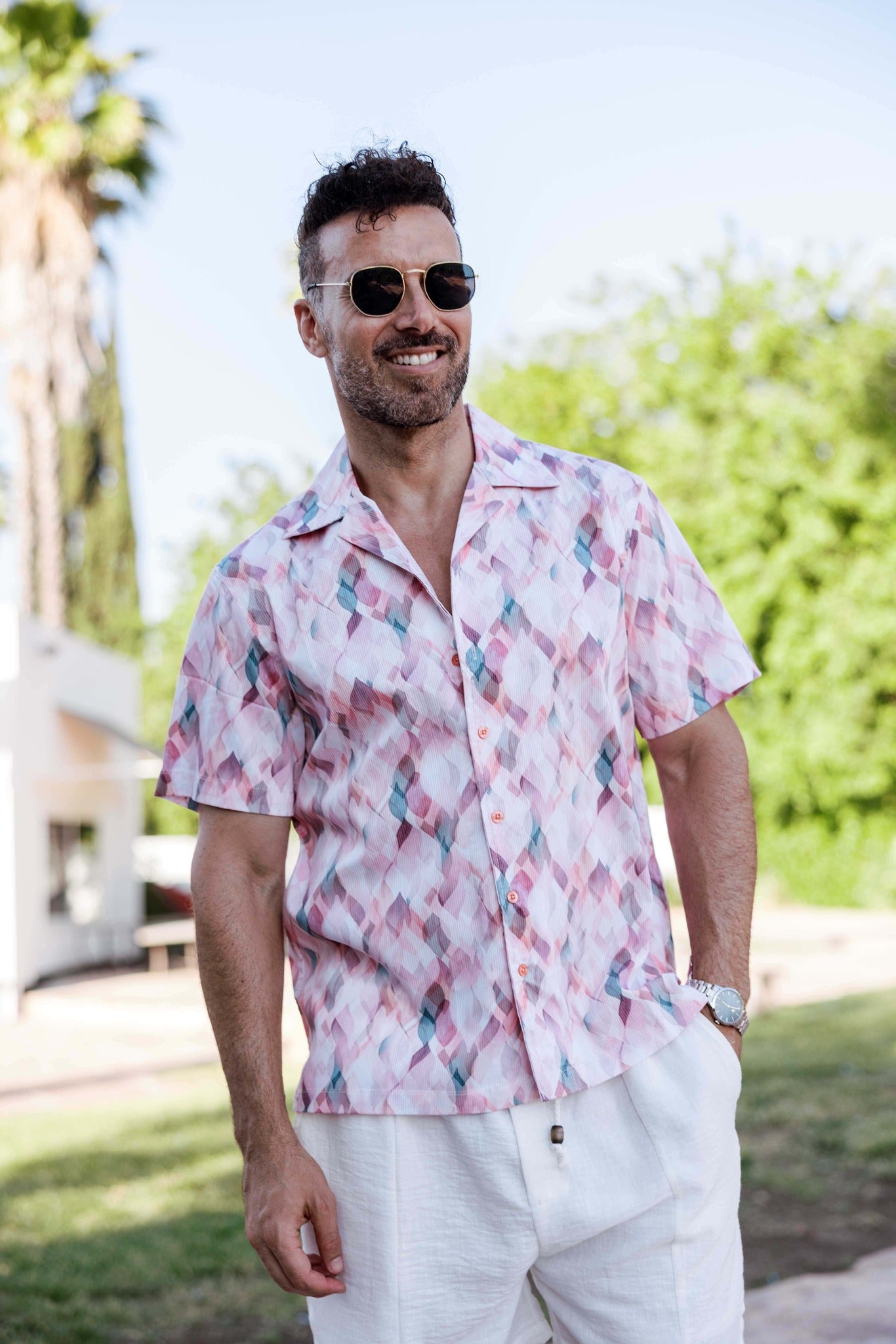 Men's Multicolor Mosaic Print Shirt