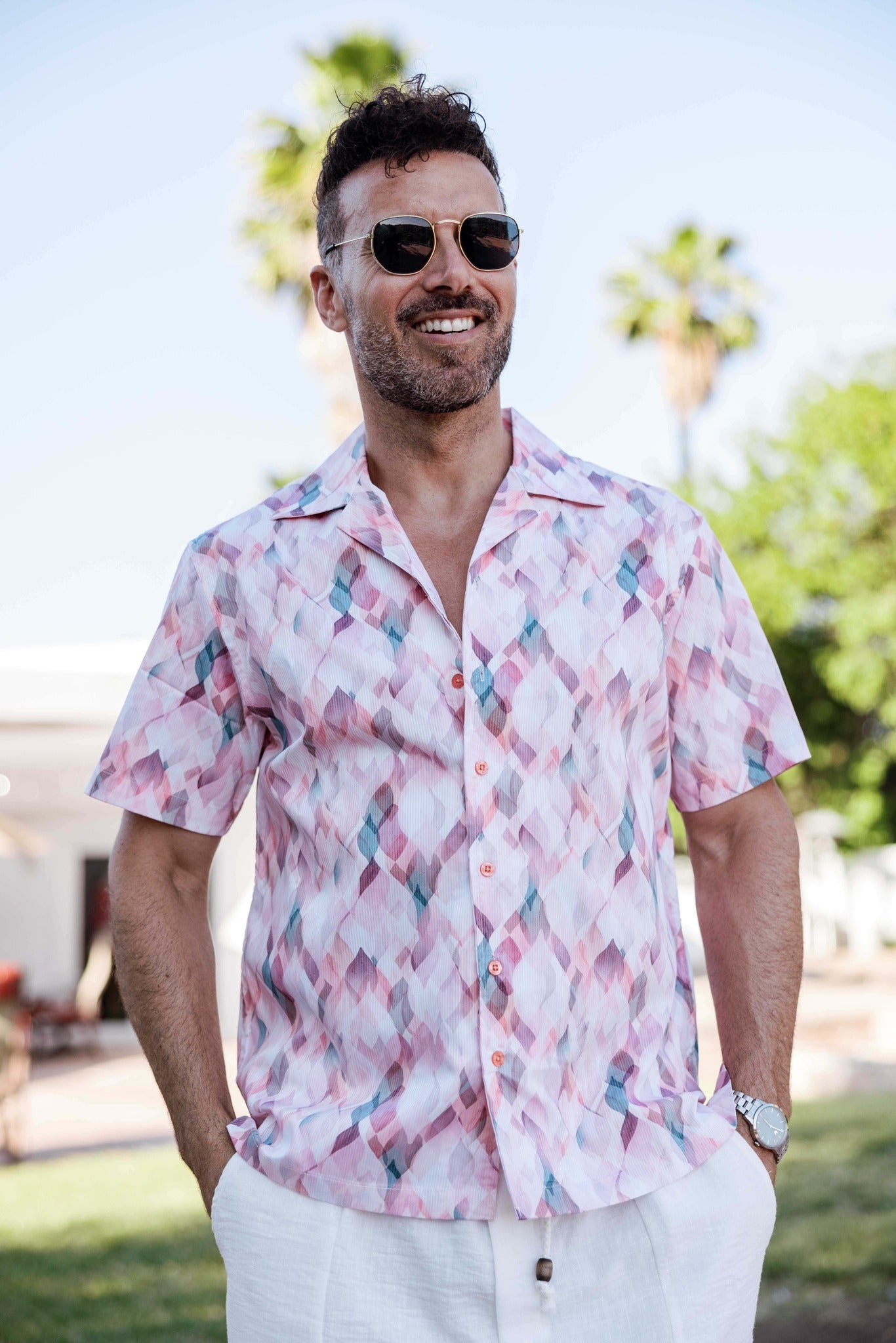 Men's Multicolor Mosaic Print Shirt