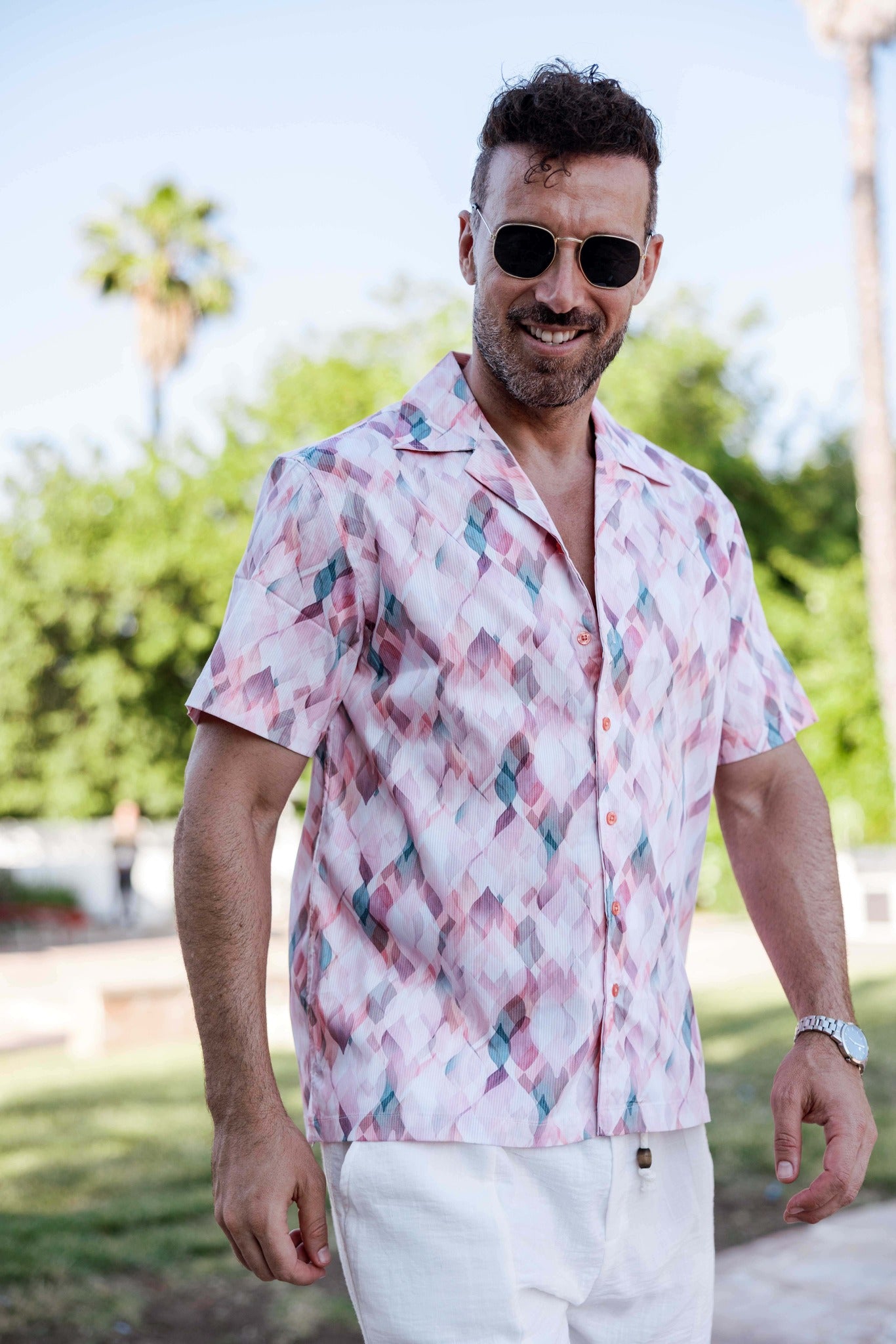 Men's Multicolor Mosaic Print Shirt