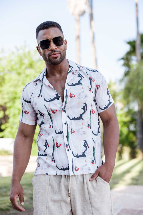 Men's Abstract Brushstroke Print Shirt