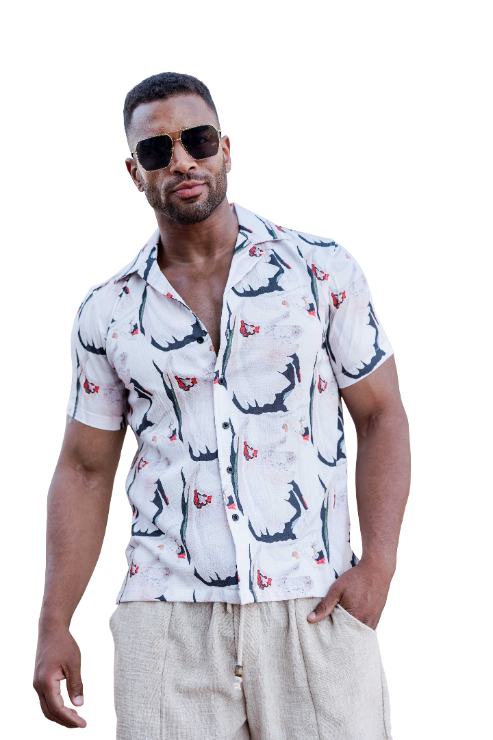 Men's Abstract Brushstroke Print Shirt