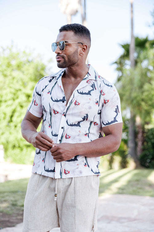 Men's Abstract Brushstroke Print Shirt