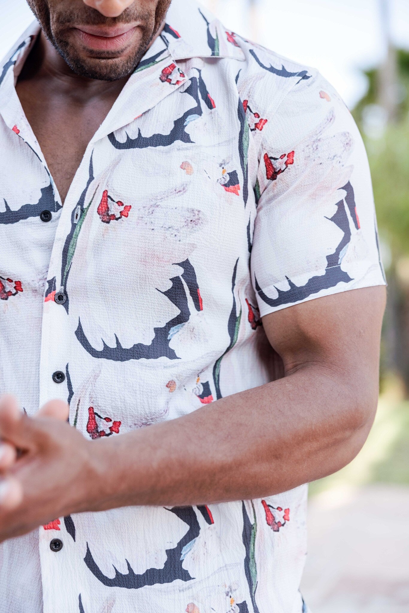 Men's Abstract Brushstroke Print Shirt