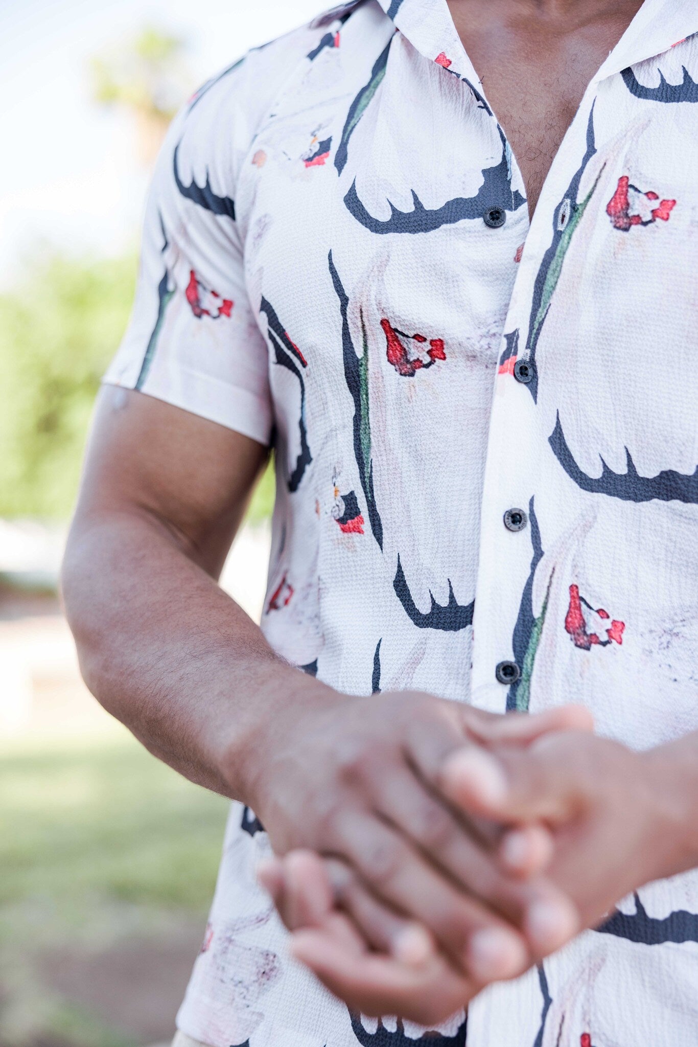 Men's Abstract Brushstroke Print Shirt