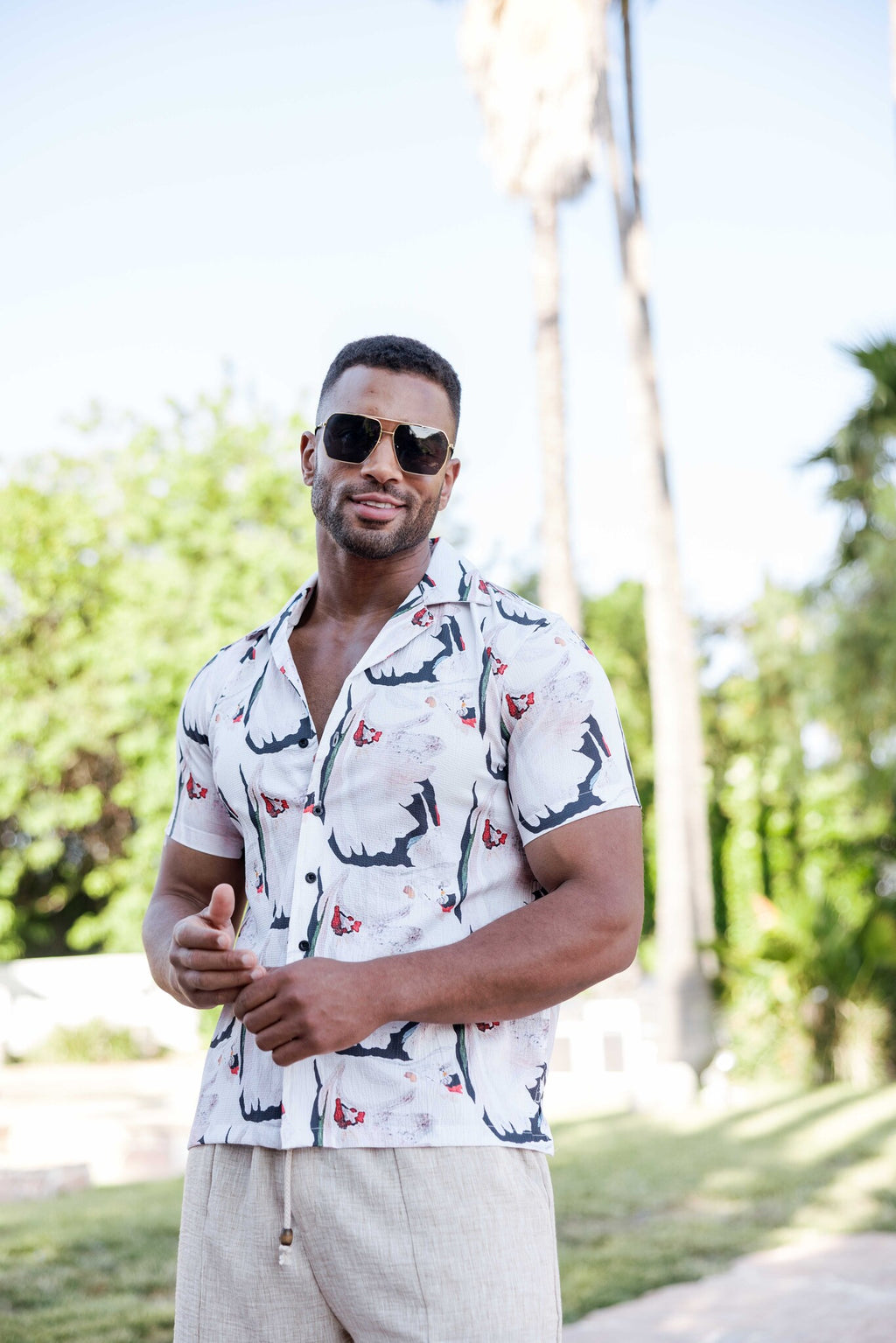 Men's Abstract Brushstroke Print Shirt