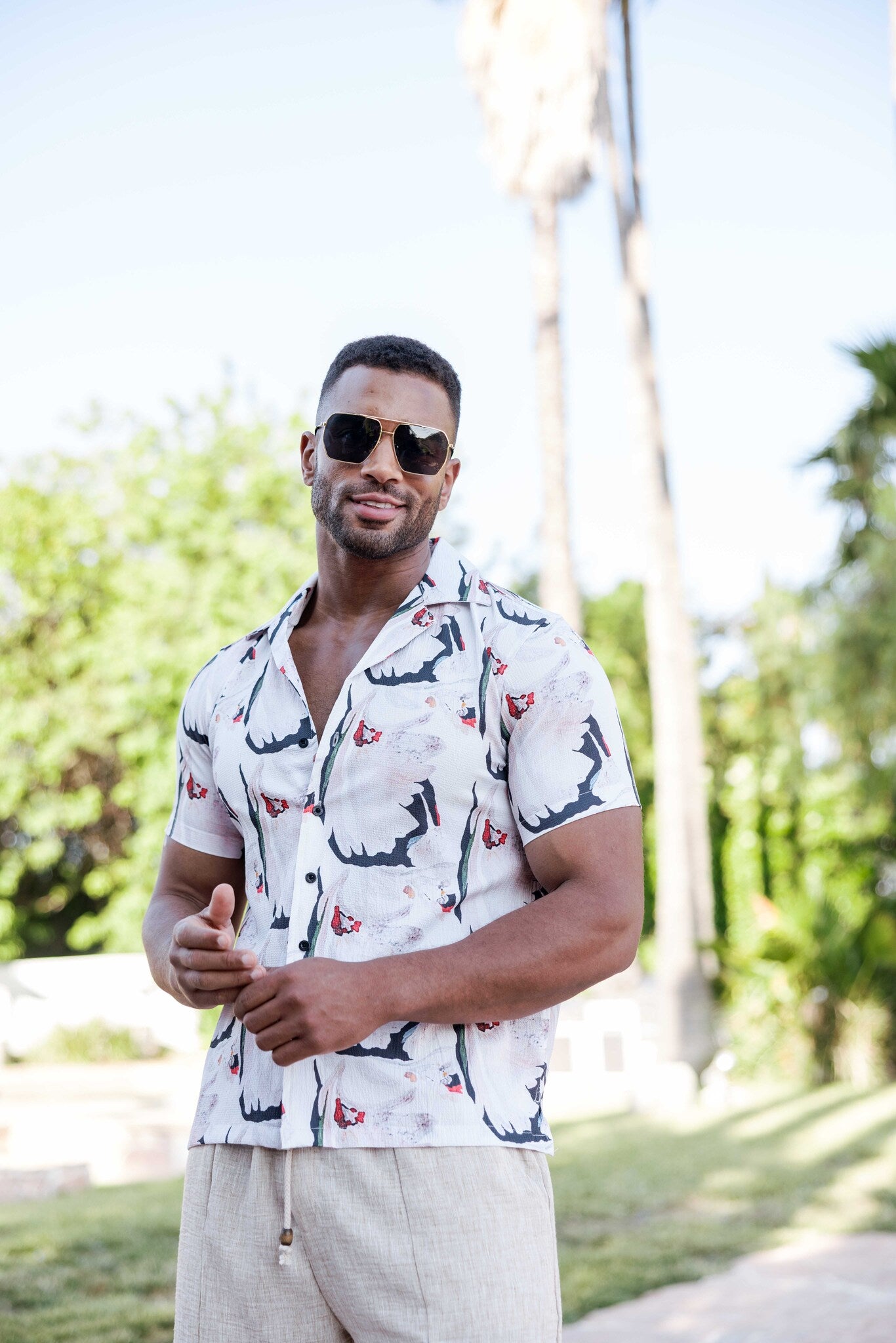 Men's Abstract Brushstroke Print Shirt