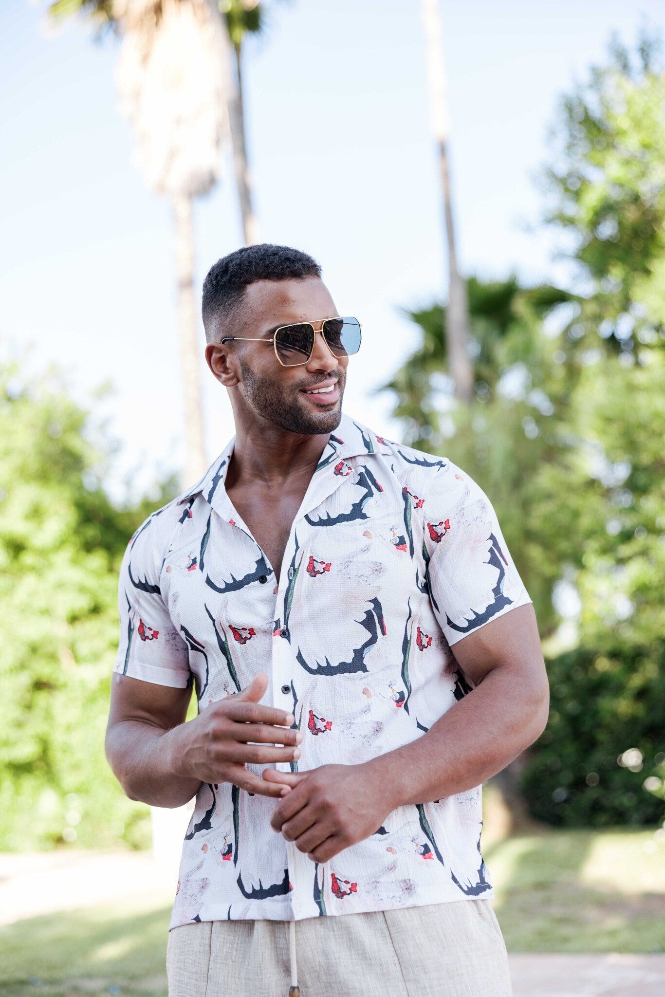 Men's Abstract Brushstroke Print Shirt
