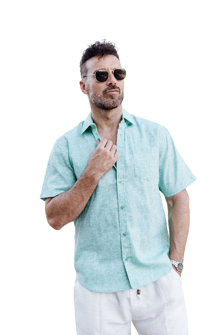 Men's Linen-Look Short Sleeve Shirt