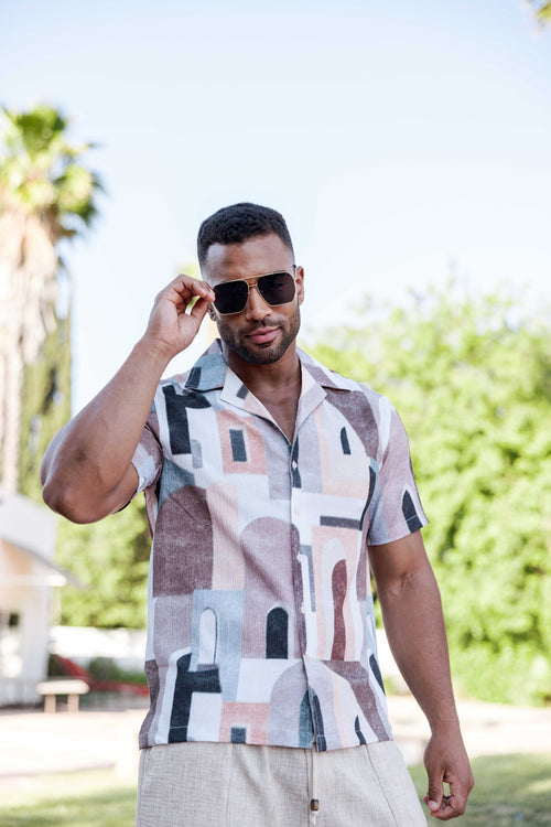 Men's Earth Tone Mosaic Shirt