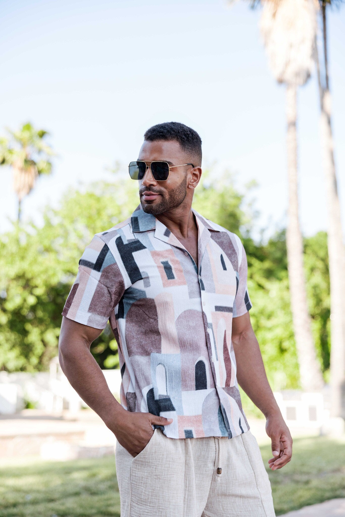 Men's Earth Tone Mosaic Shirt