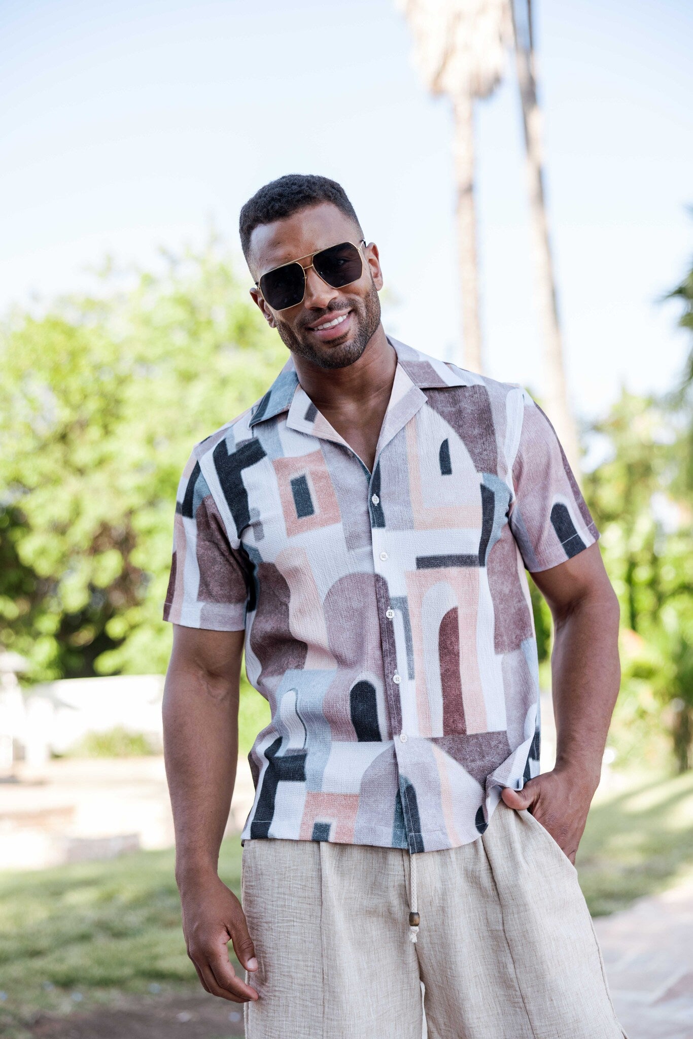 Men's Earth Tone Mosaic Shirt