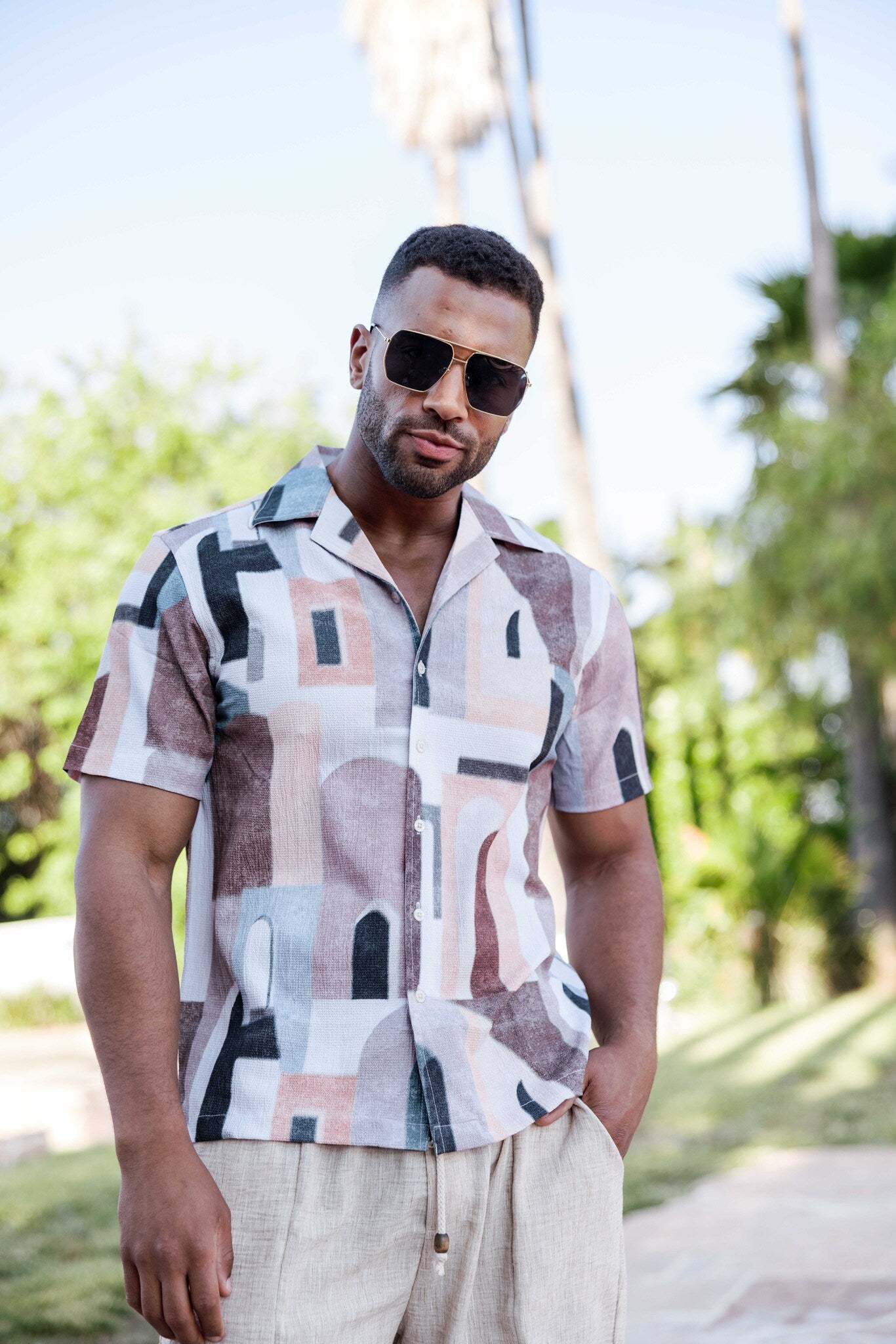 Men's Earth Tone Mosaic Shirt