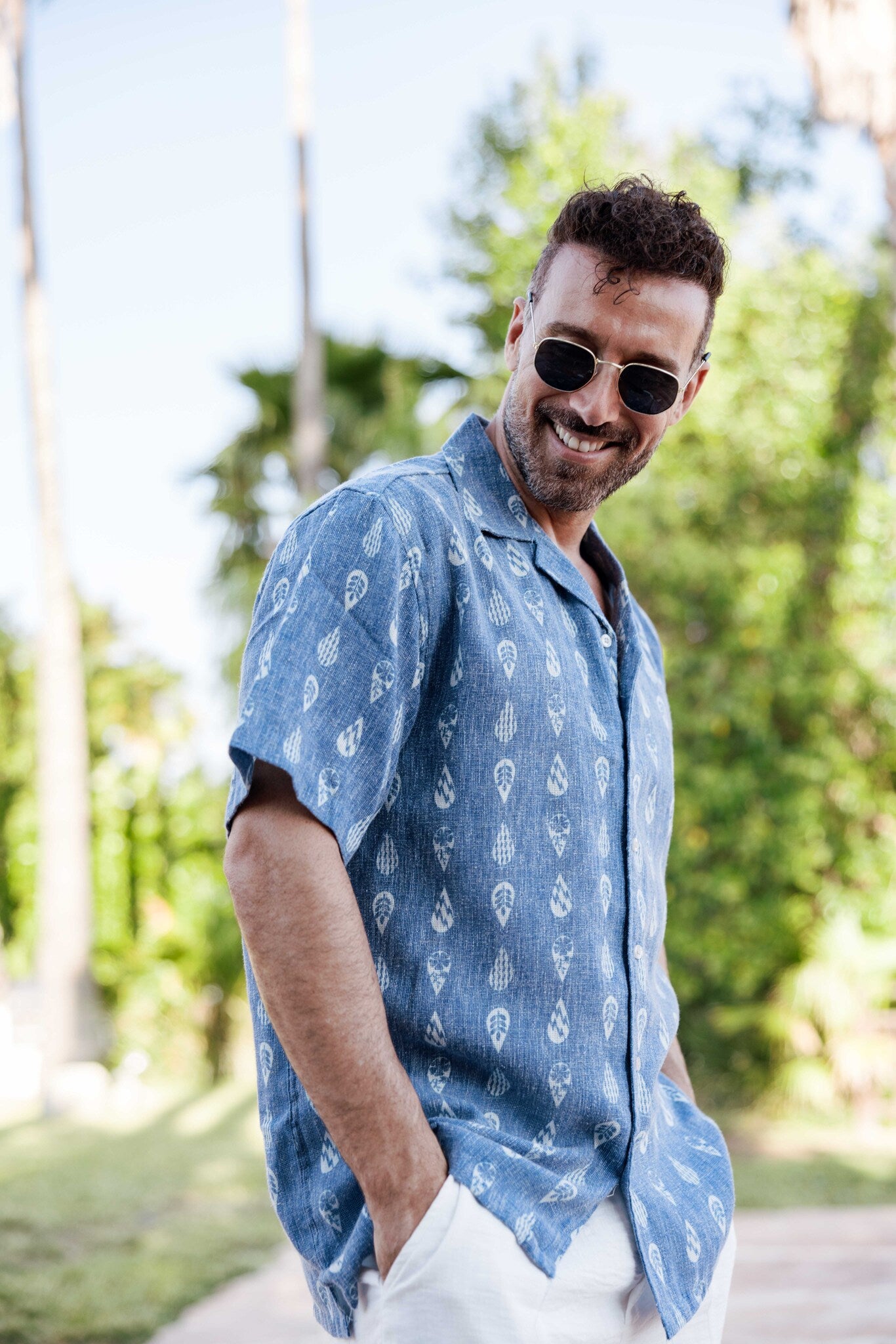 Men's Subtle Paisley Linen-Look Print Shirt