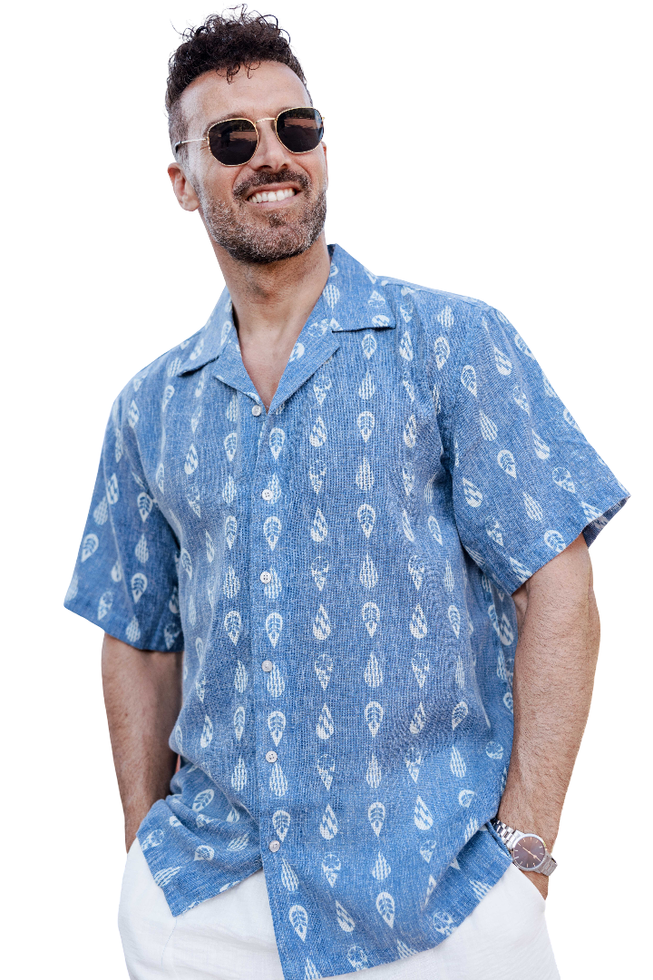 Men's Subtle Paisley Linen-Look Print Shirt