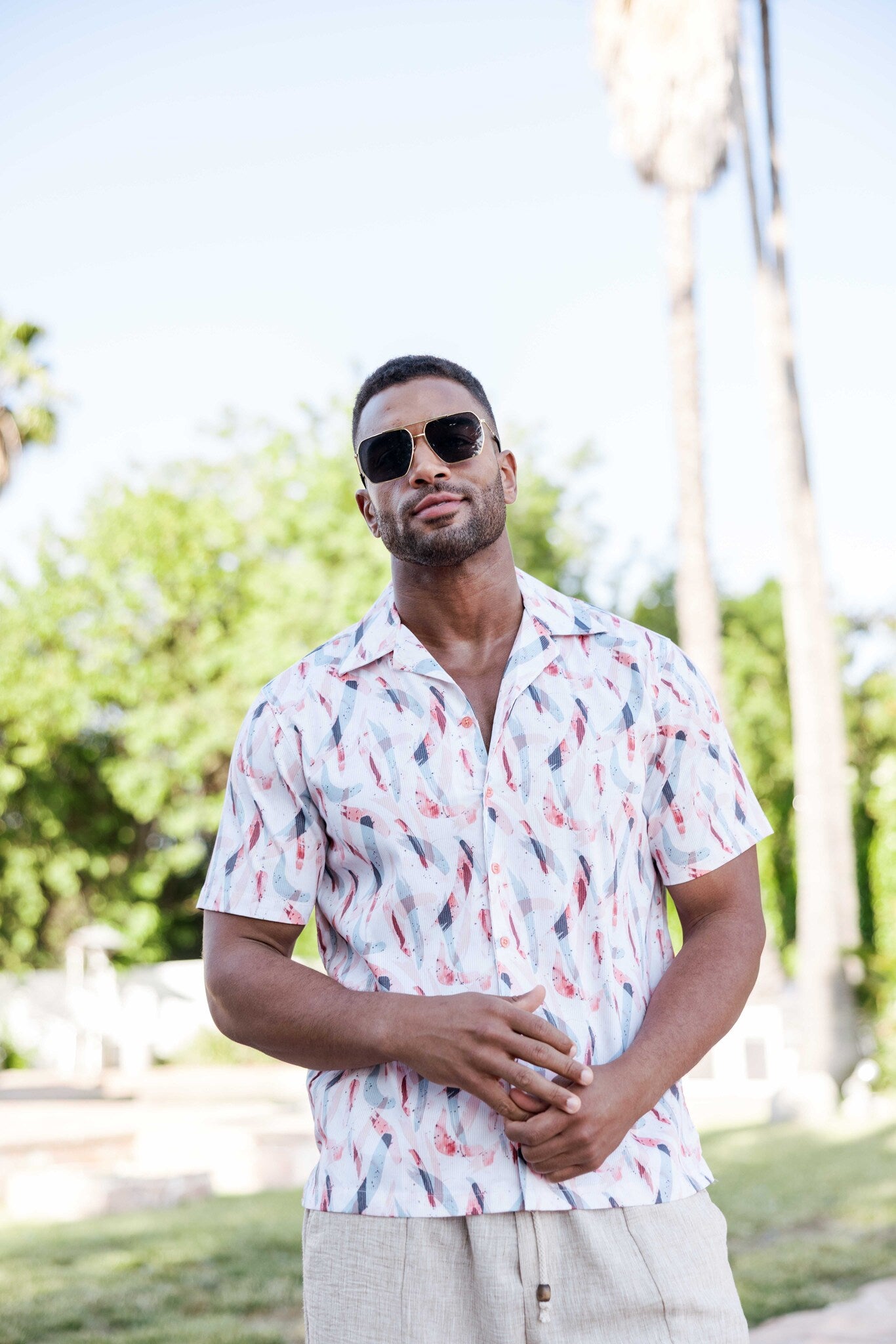 Men's Abstract Wave Print Shirt