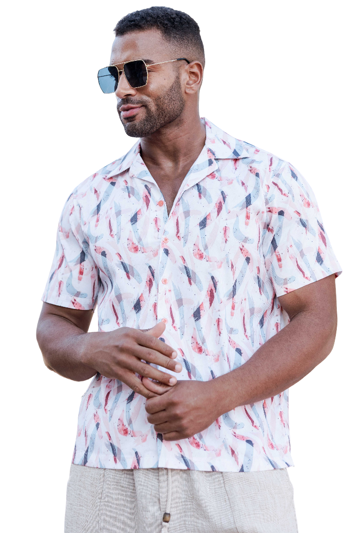 Men's Abstract Wave Print Shirt