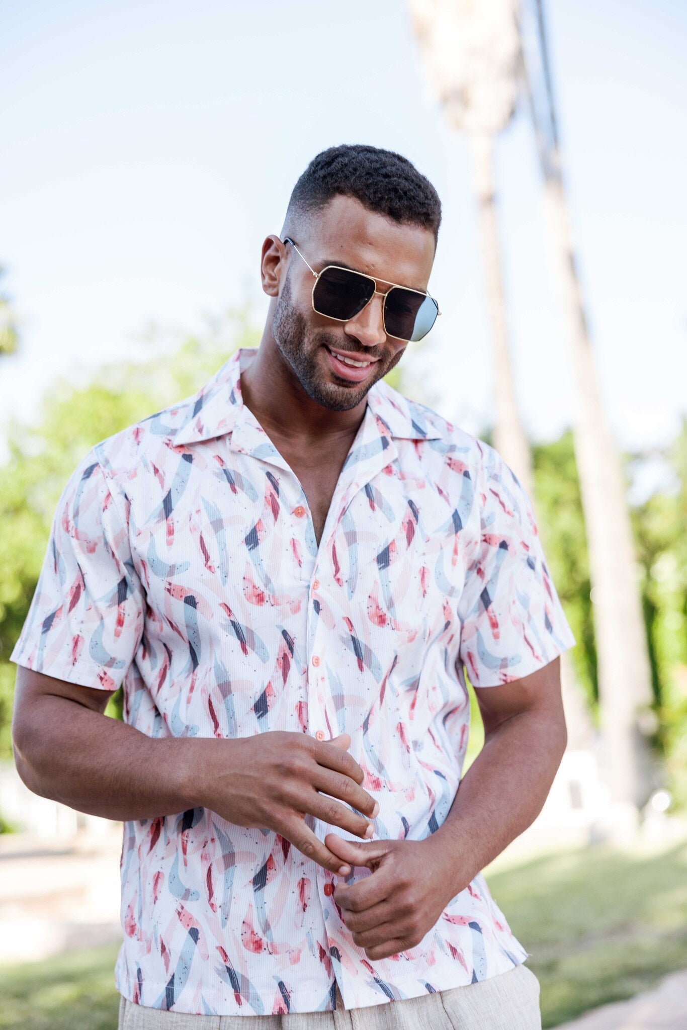 Men's Abstract Wave Print Shirt