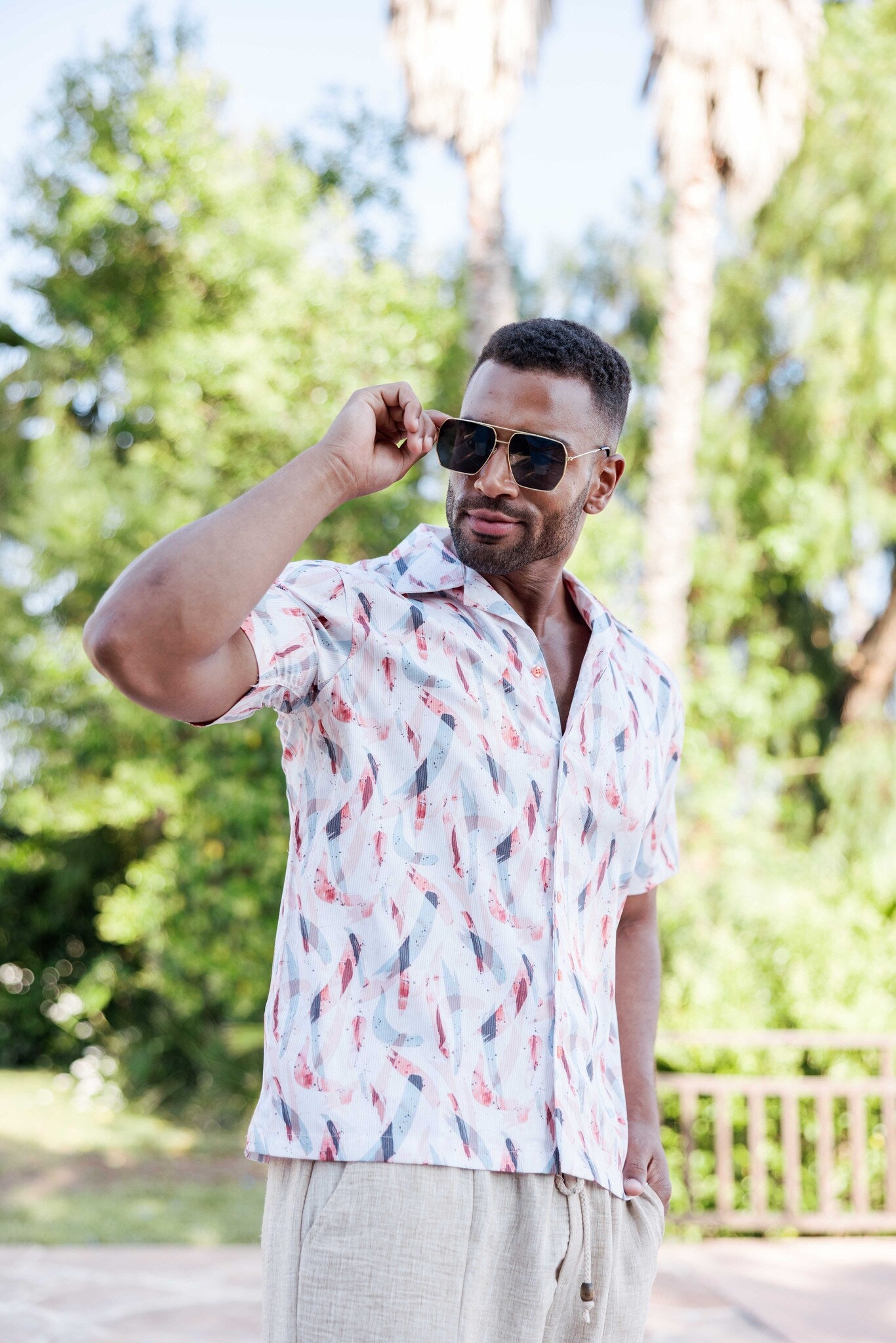 Men's Abstract Wave Print Shirt