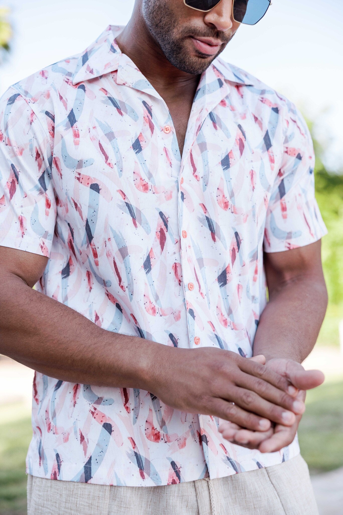 Men's Abstract Wave Print Shirt
