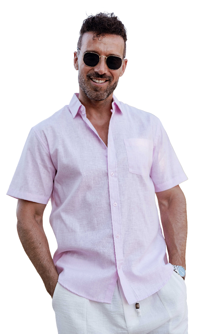 Men's Linen-Look Short Sleeve Shirt